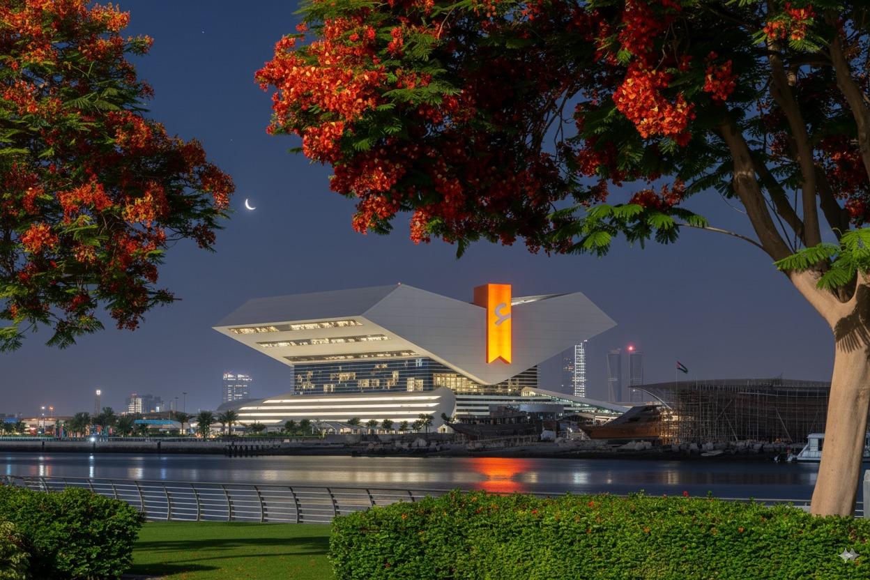 Mohammed Bin Rashid Library Outdoor Enhancement - The Luminous Grove and night identity image 3