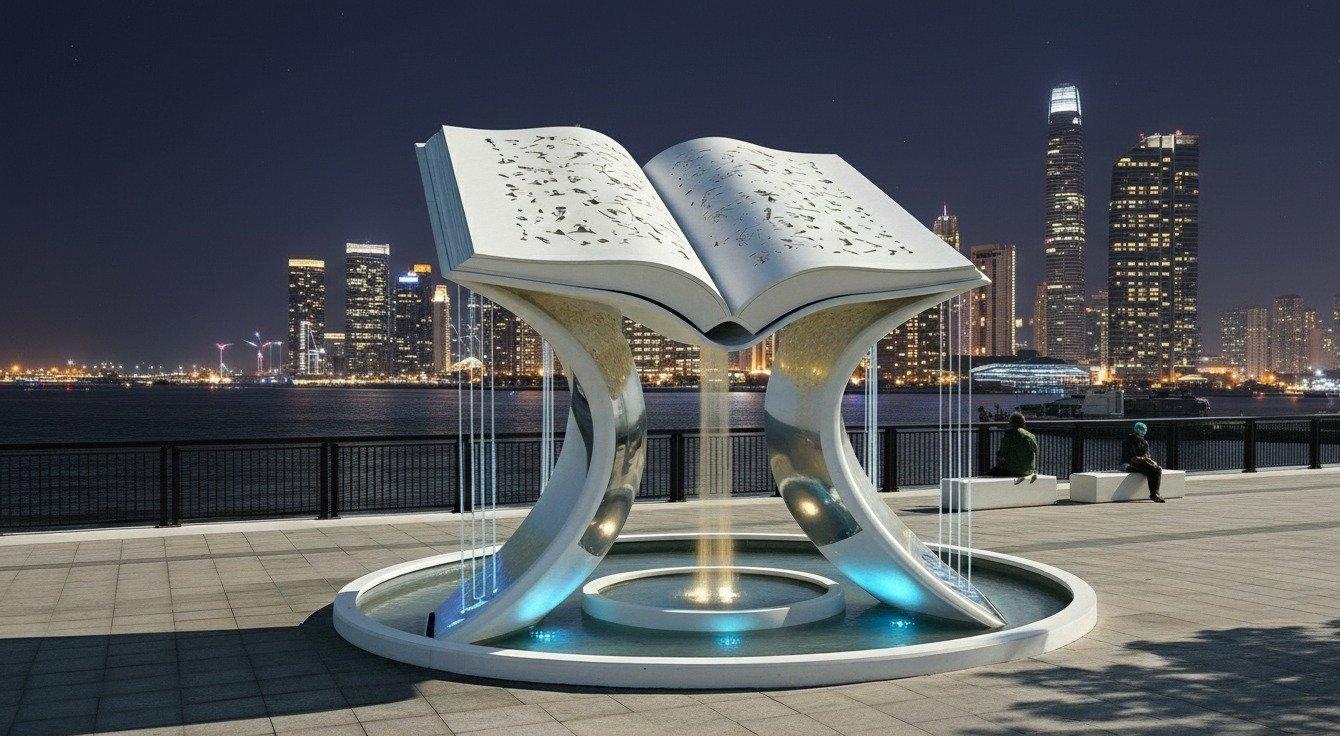 Mohammed Bin Rashid Library Outdoor Enhancement - Main plaza and narrative objects image 1